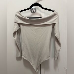 Aritzia Contour Cream Off-Shoulder Bodysuit